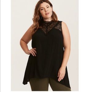 TORRID Black Lace Sharkbite Tank Top